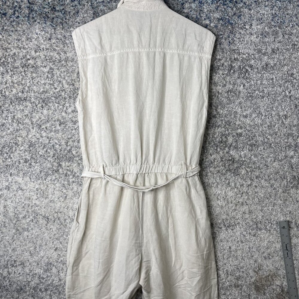 YFB Jumpsuit Womens Small Linen Blend Sleeveless Utility Drawstring Pockets - Picture 5 of 7